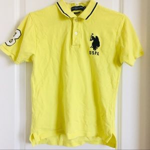 U. S. POLO ASSN. boy’s lemon yellow black logo polo Tshirt size medium